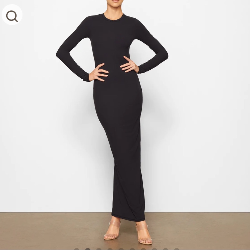 SKIMS Fits Everybody Black Long Sleeve Dress